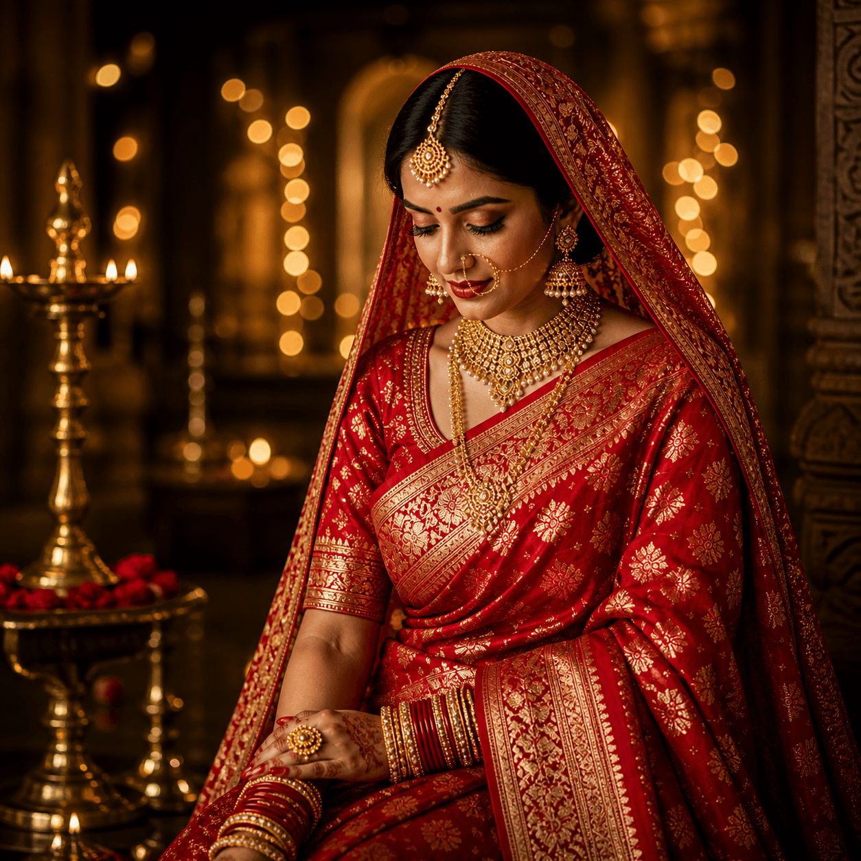 Rani Pink Embroidered Banarasi Saree
