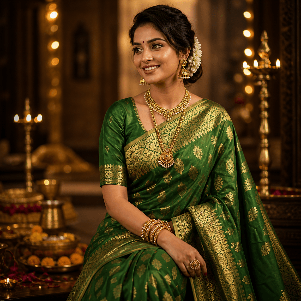 Antique Gold Tissue Banarasi Saree alternate view