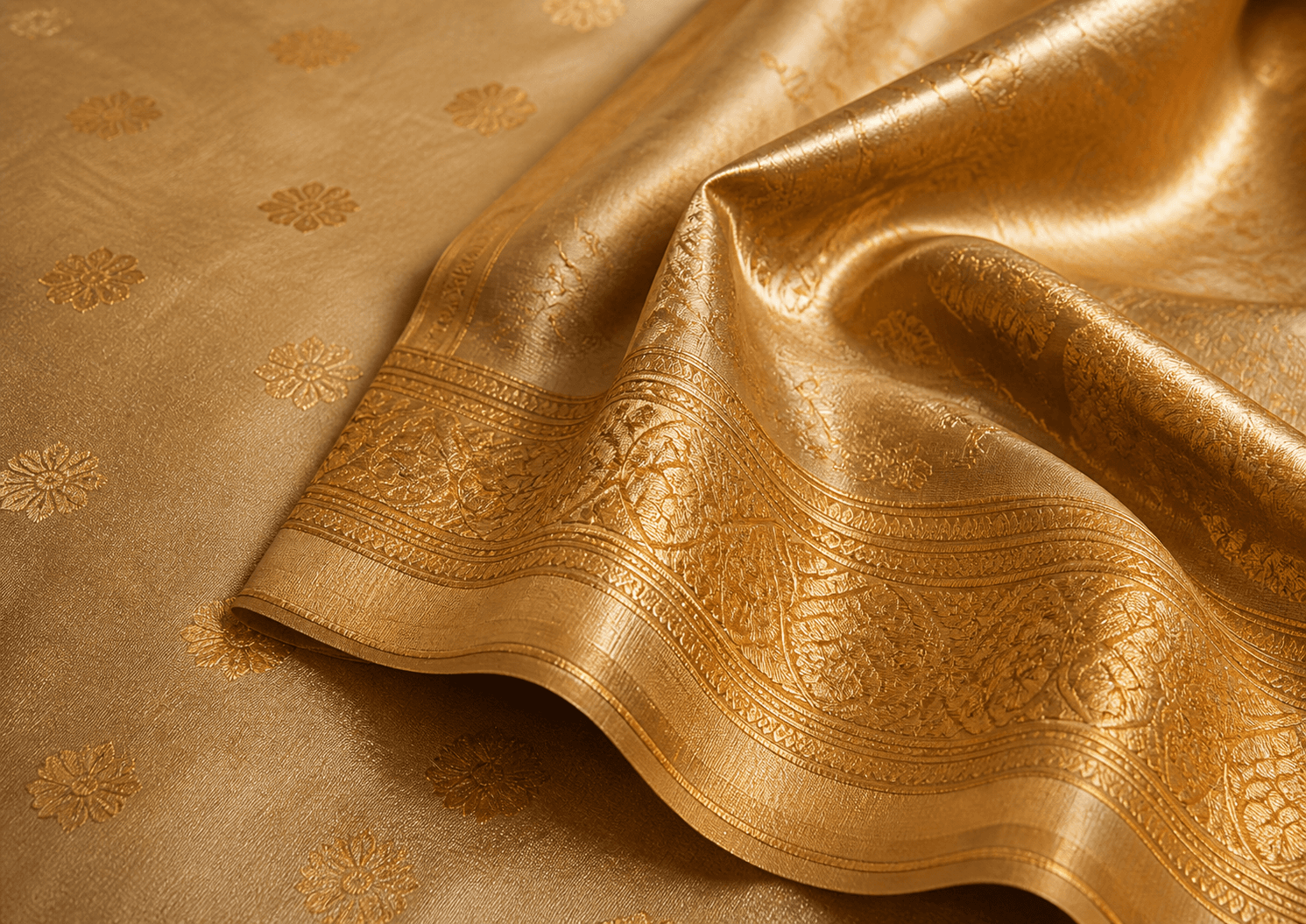 Antique Gold Tissue Banarasi Saree