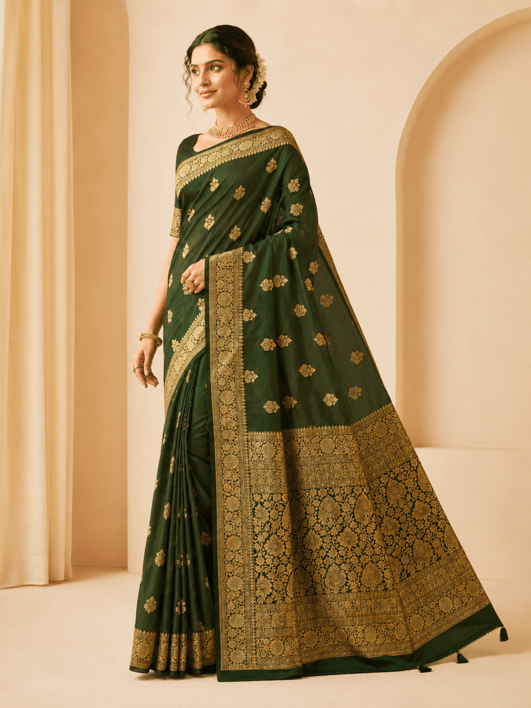Peacock Blue Festive Banarasi alternate view
