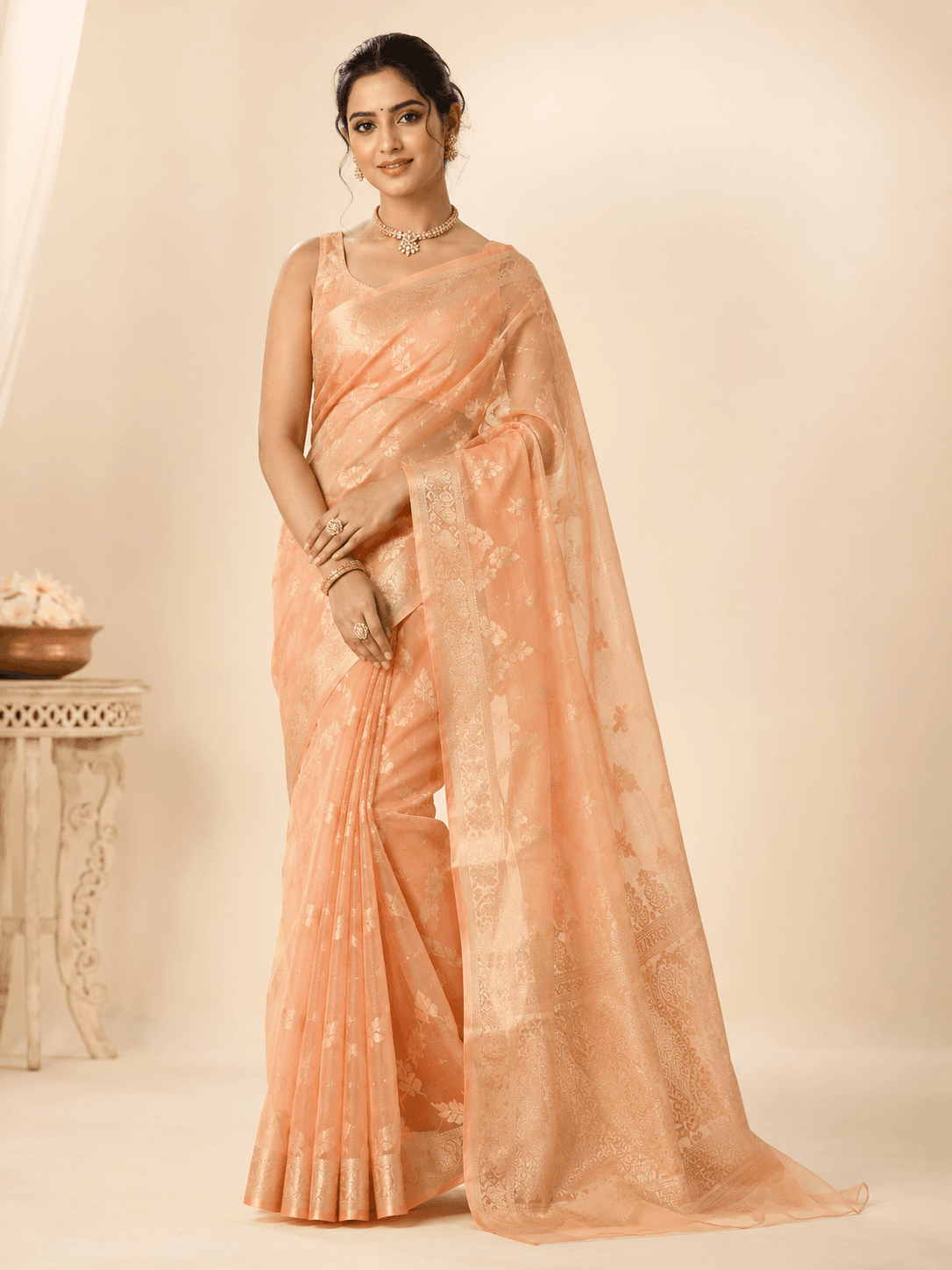 Blush Pink Cotton Silk Banarasi Saree