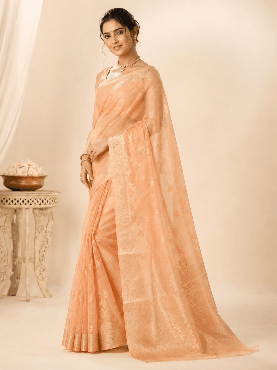 Blush Pink Cotton Silk Banarasi Saree alternate view