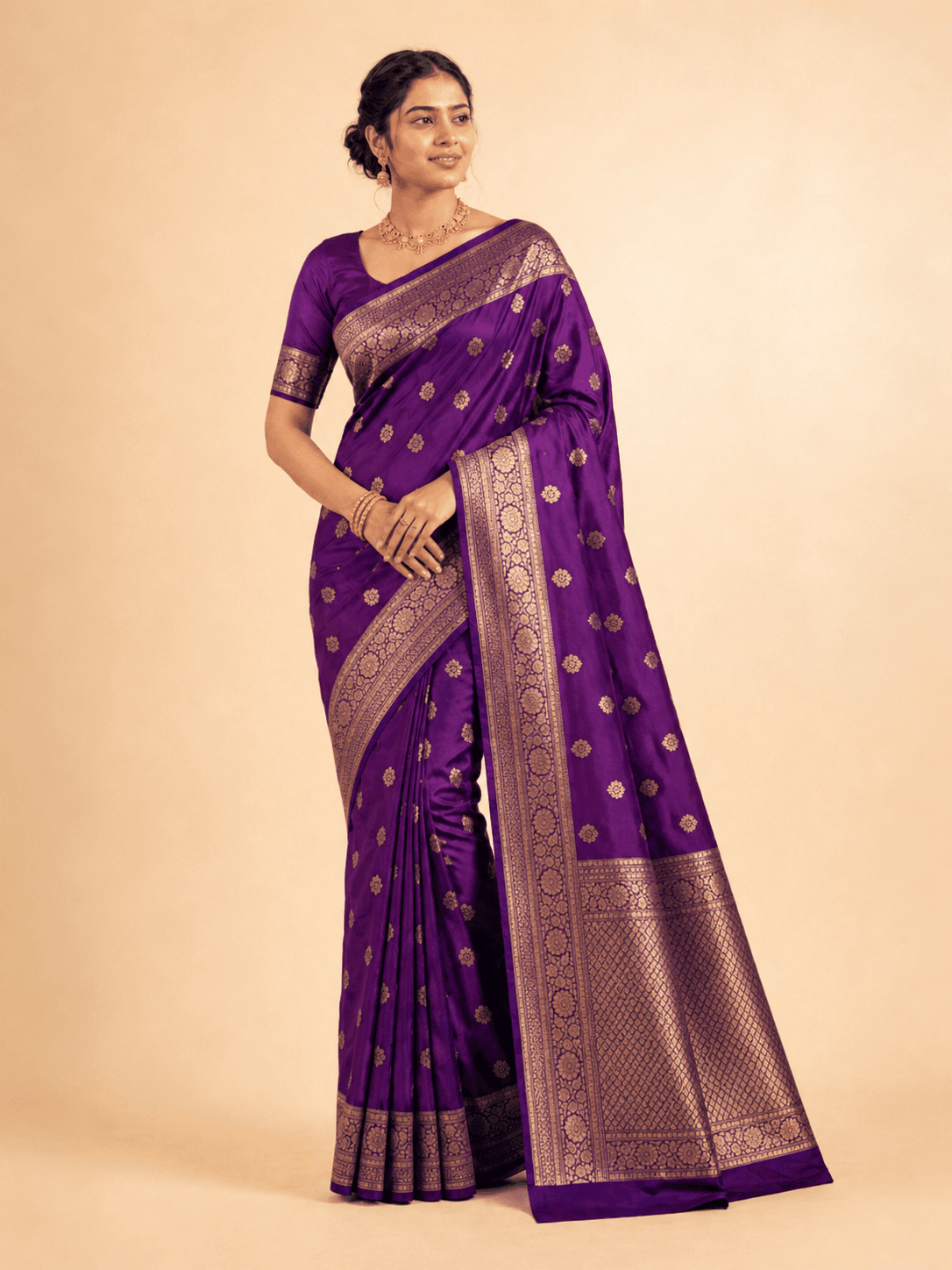 Royal Purple Tissue Zari Saree