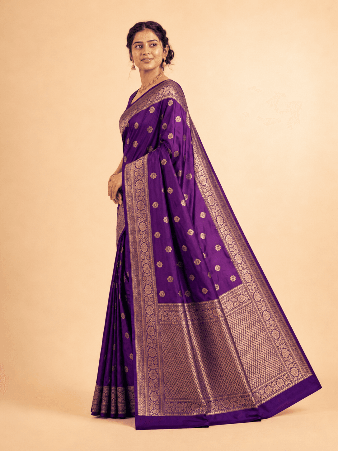 Royal Purple Tissue Zari Saree alternate view