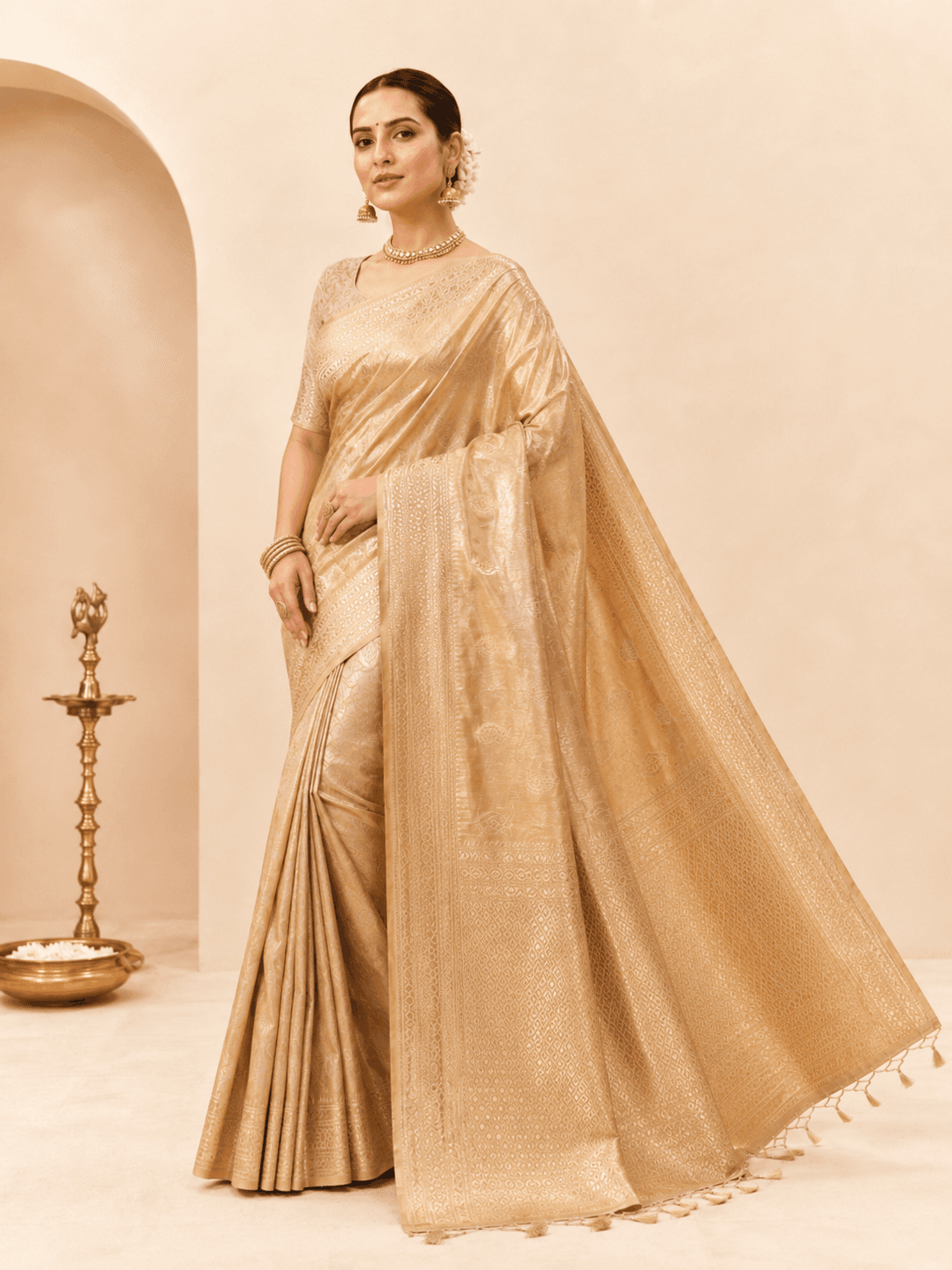 Antique Gold Tissue Silk Saree alternate view